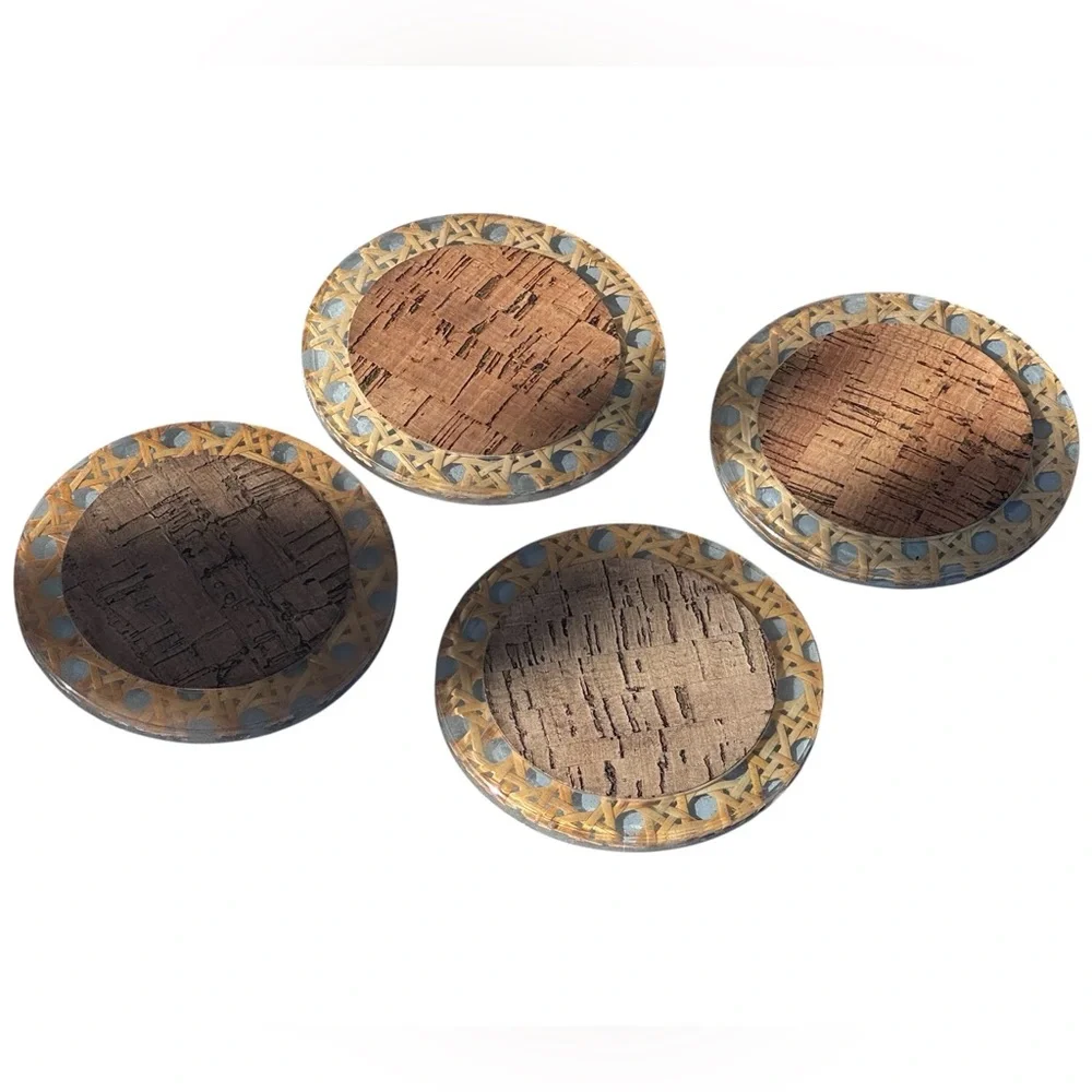 Lilly Pulitzer Blue and Tan Cork Coasters